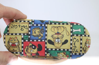 Dog&Cat Cartoon Eyeglasses Case HardShell Fabric OpticalCase