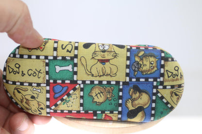 Dog&Cat Cartoon Eyeglasses Case HardShell Fabric OpticalCase