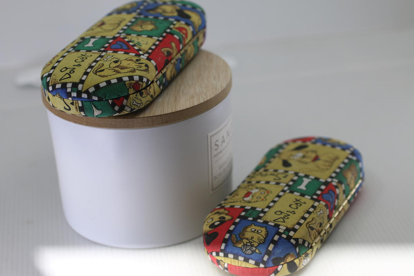 Dog&Cat Cartoon Eyeglasses Case HardShell Fabric OpticalCase