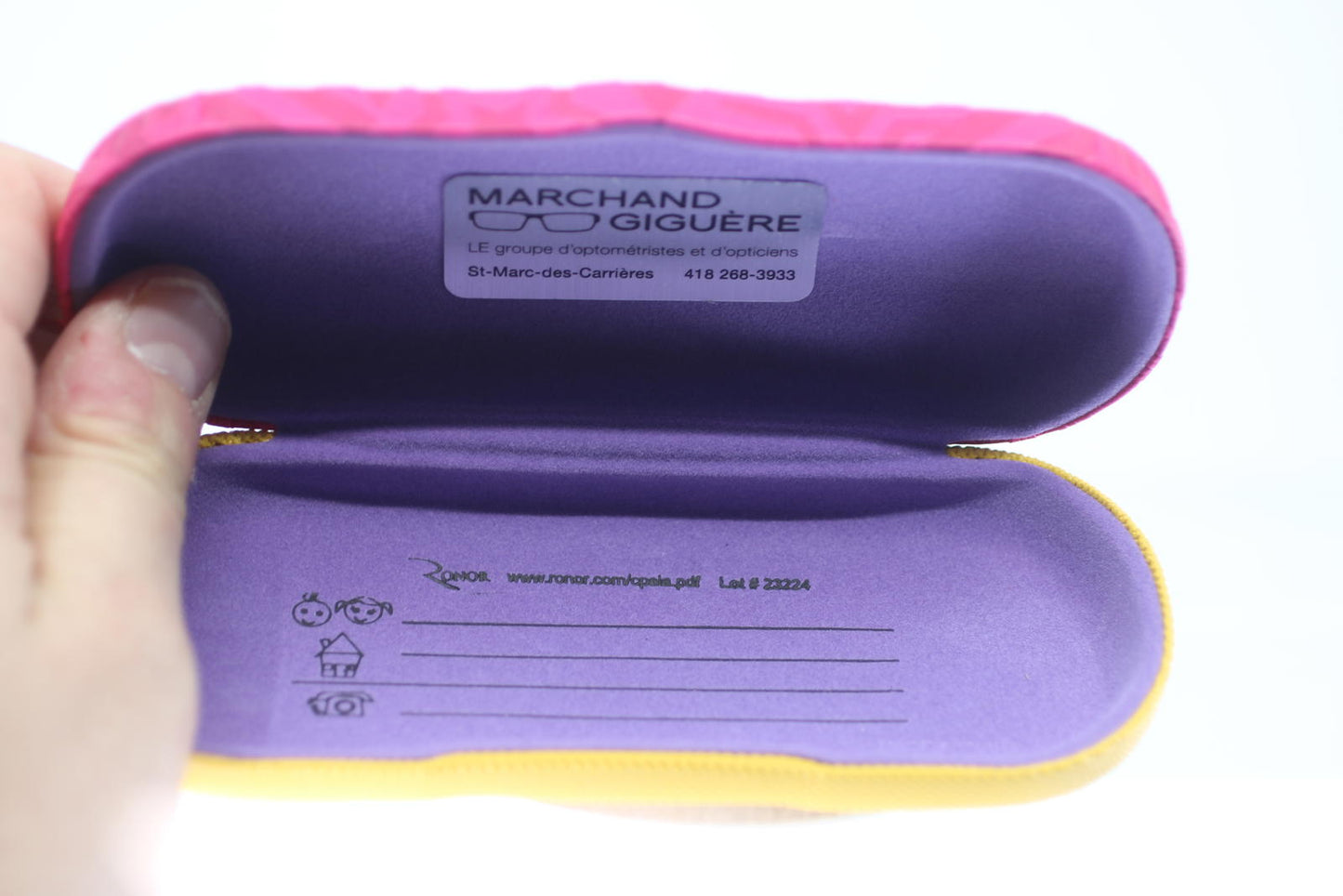 Compact Ronor Kids Eyeglasses Case Hard Shell Pink Stars