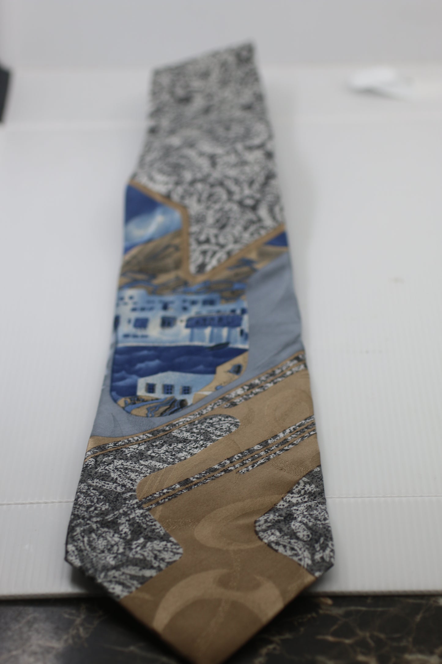 David cristafaro silk tie city near of a beach