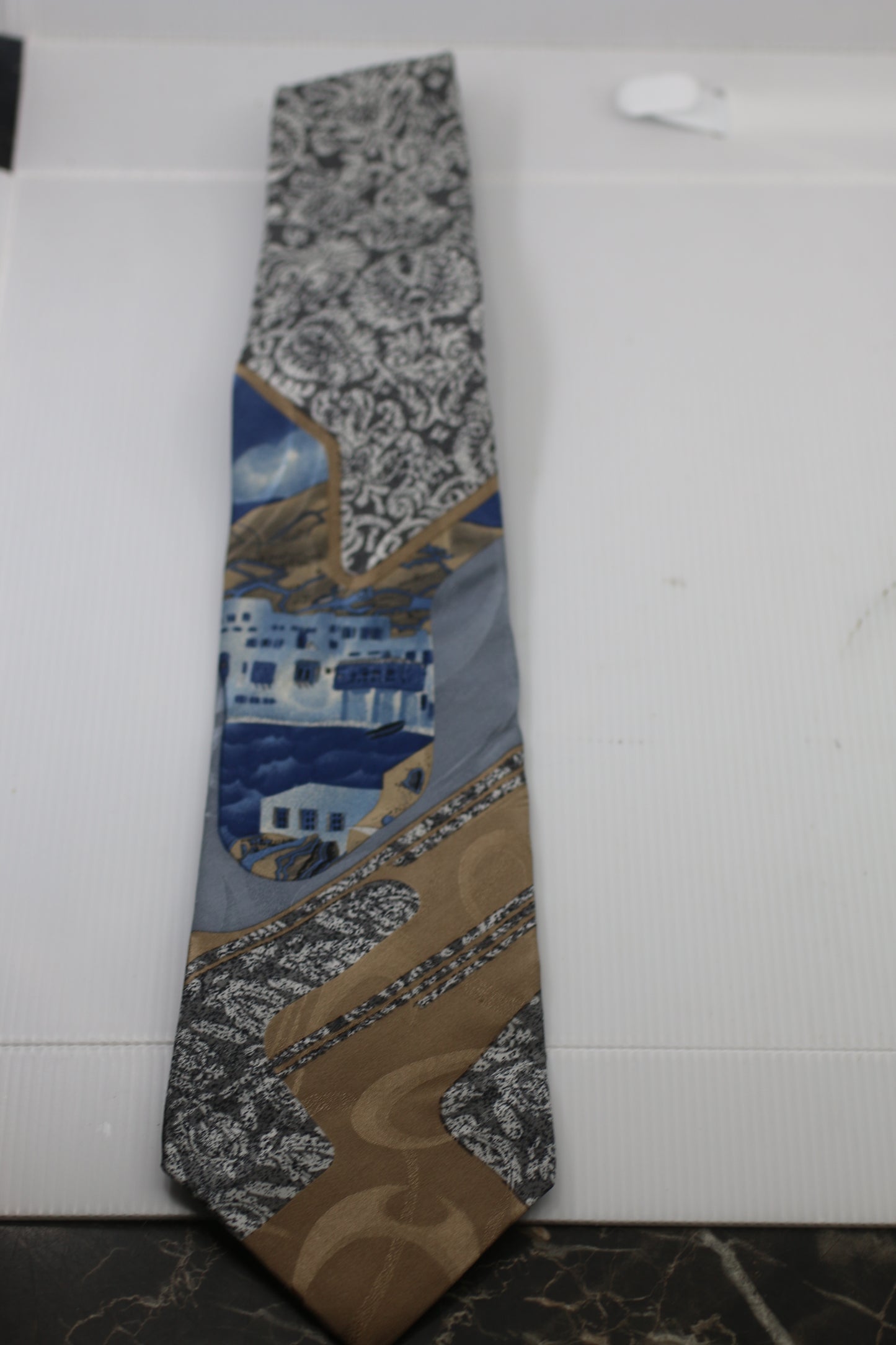 David cristafaro silk tie city near of a beach