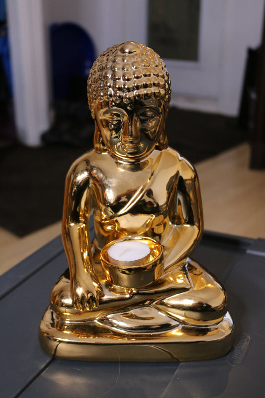 Gold Buddha T Light Candle Holder Golden Decoration 30Cm