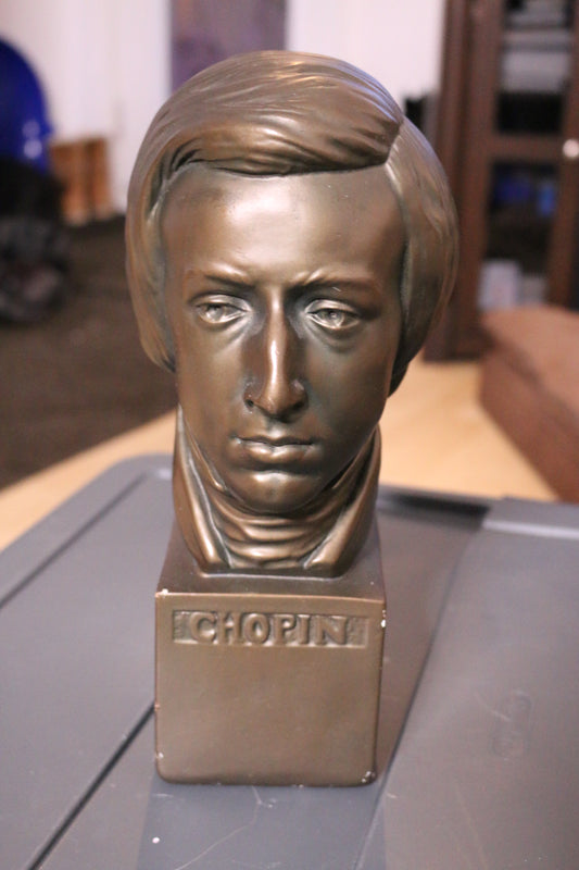 Vintage Alabaster Chopin Head Figurine Statue Sculpture Height 14"
