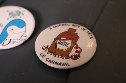 Lot De 3 Macarons Du Québec Carnaval Bière Pointe Lévy Hockey Mineur Pinback