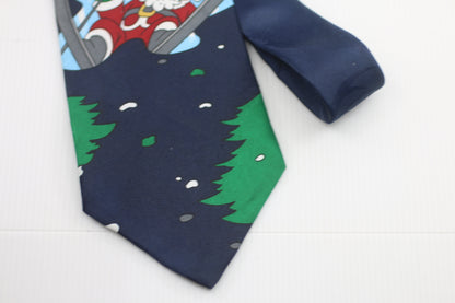 Van Heusen Christmas Santa Claus reindeer skiing tie motif