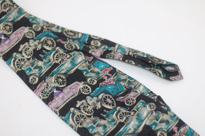 Homme EATON MAN Vintage cars logo tie all silk rare