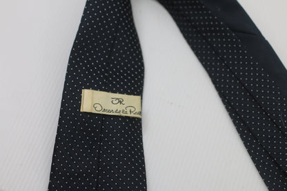 Made in Canada Oscar de la REnta vintage old dark blue w/ dot Tie