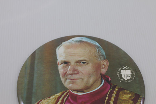 Pope John Paul II 6” Large Pinback Button Canada 1984 Papal Visit Commemorative