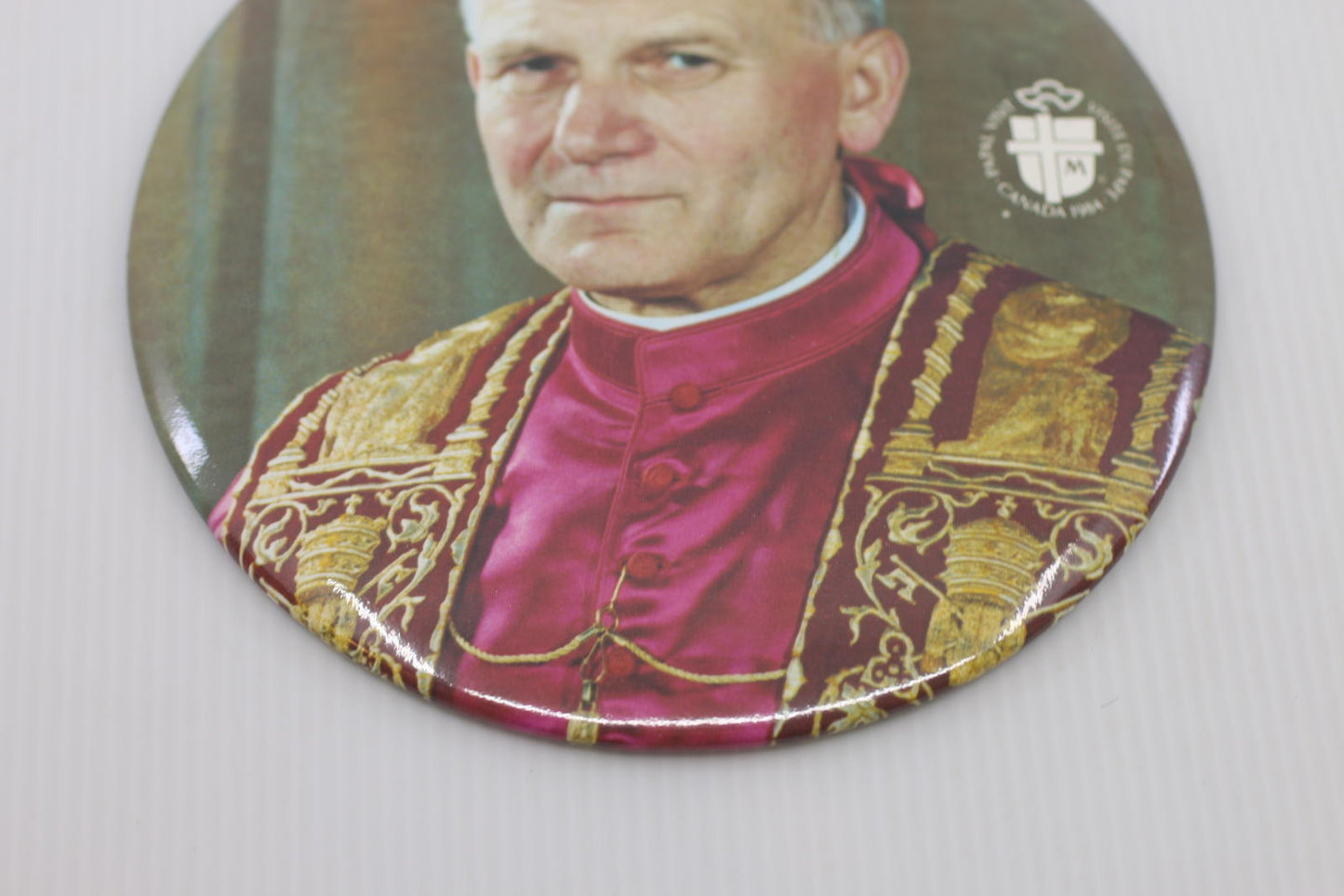 Pope John Paul II 6” Large Pinback Button Canada 1984 Papal Visit Commemorative