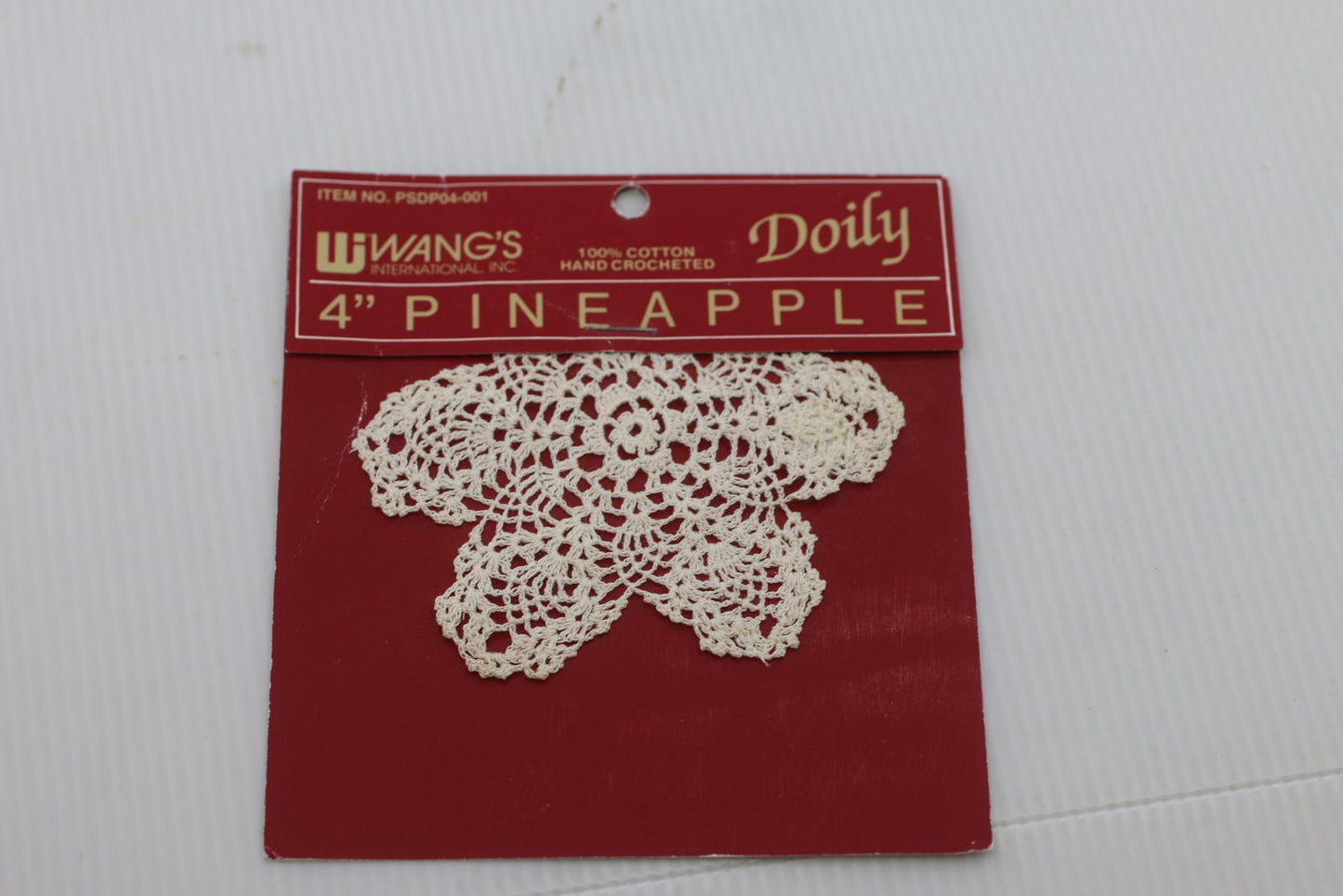 Vintage 4” Pineapple Doily – 100% Cotton Hand Crocheted – Liwang’s – New on Card