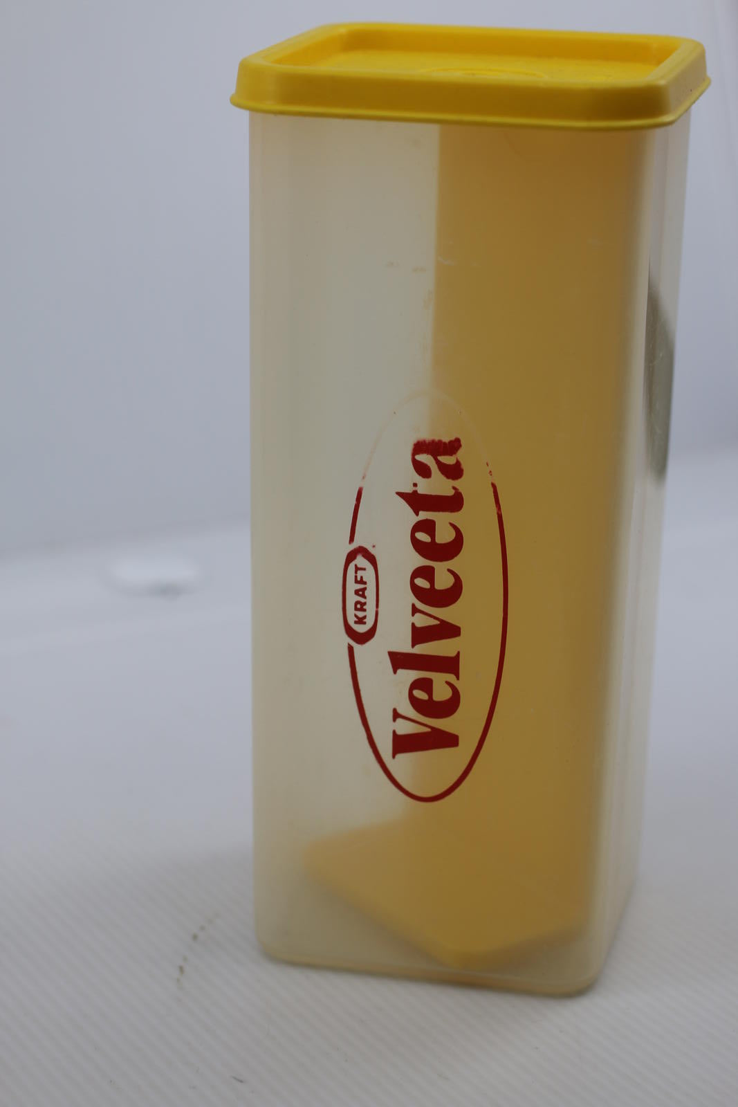 Vintage Kraft Velveeta Plastic Storage Container with Yellow Lid