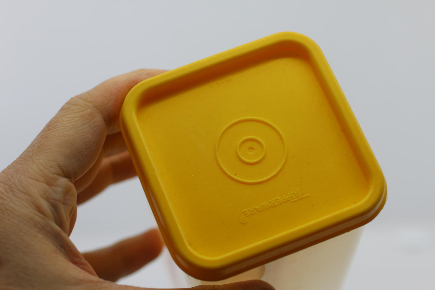 Vintage Kraft Velveeta Plastic Storage Container with Yellow Lid