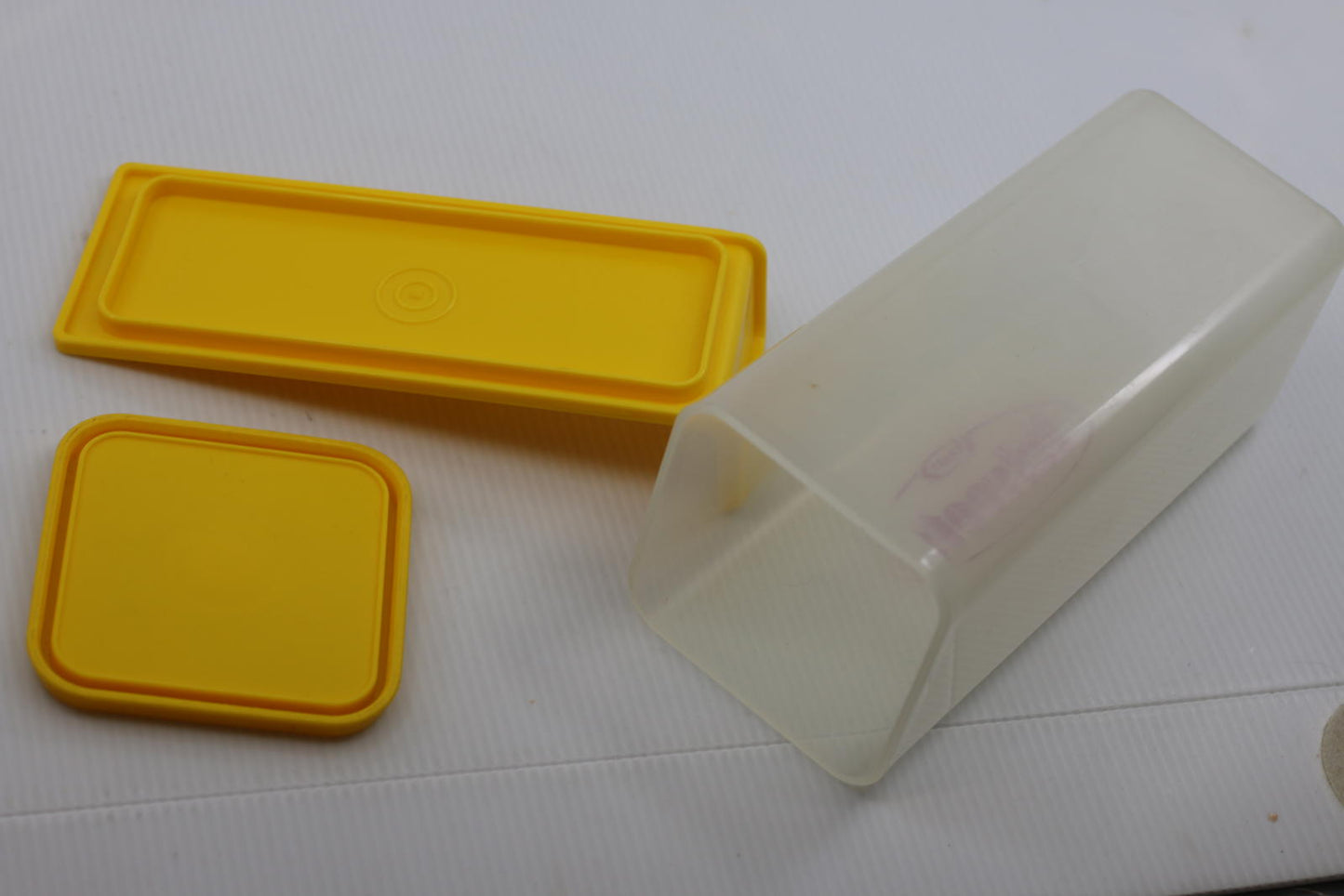 Vintage Kraft Velveeta Plastic Storage Container with Yellow Lid