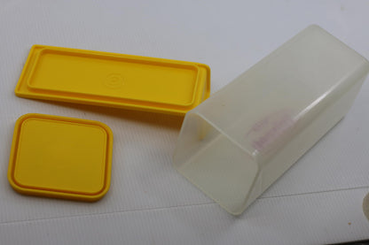 Vintage Kraft Velveeta Plastic Storage Container with Yellow Lid