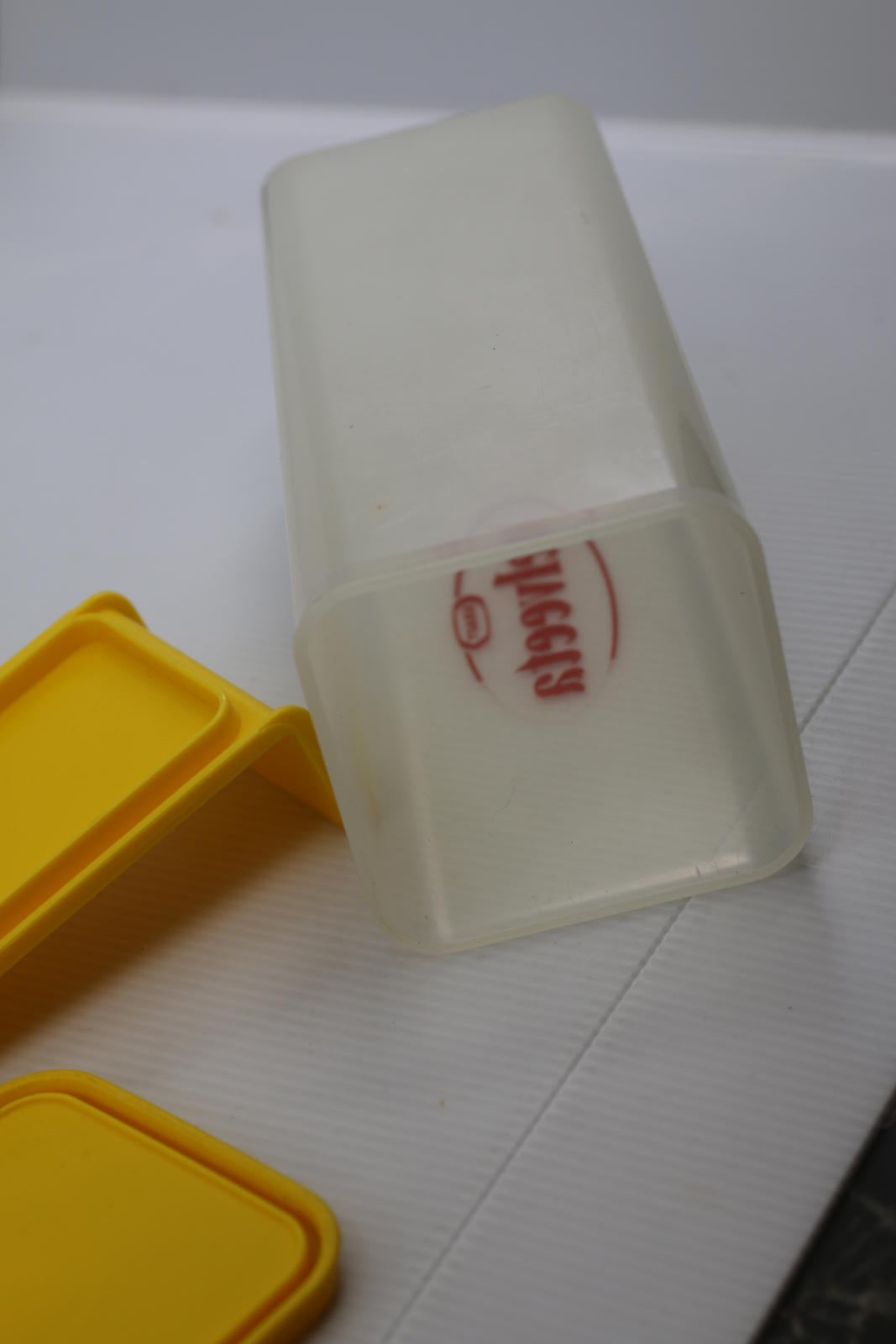 Vintage Kraft Velveeta Plastic Storage Container with Yellow Lid