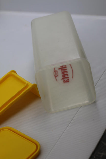 Vintage Kraft Velveeta Plastic Storage Container with Yellow Lid