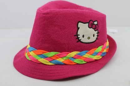 Hello Kitty Pink Fedora Hat with Multicolour Braided Band