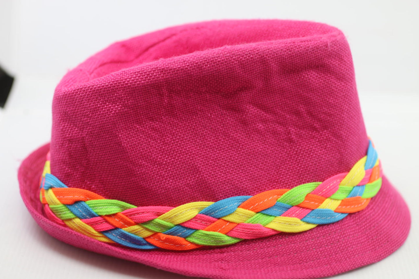 Hello Kitty Pink Fedora Hat with Multicolour Braided Band