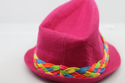Hello Kitty Pink Fedora Hat with Multicolour Braided Band