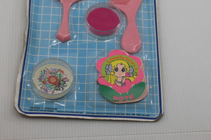 Vintage Pink Toy Beauty Set with Mirror, Comb, Note Pad fun pay toys