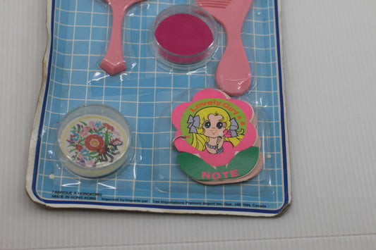 Vintage Pink Toy Beauty Set with Mirror, Comb, Note Pad fun pay toys
