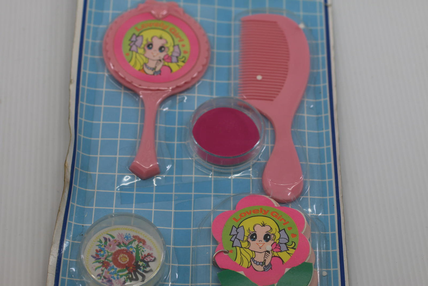 Vintage Pink Toy Beauty Set with Mirror, Comb, Note Pad fun pay toys