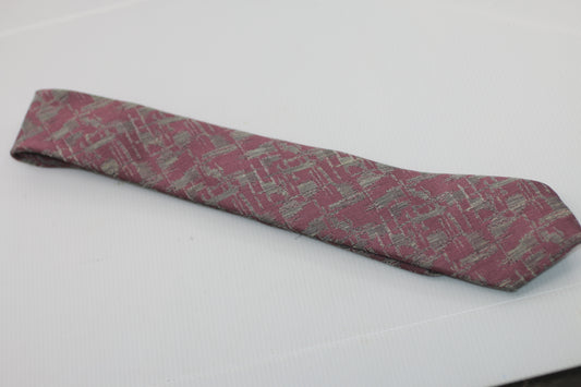 Tie Gallini Vintage pink dark prurple and grey motif logo