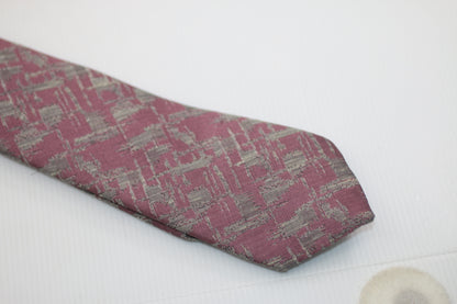 Tie Gallini Vintage pink dark prurple and grey motif logo