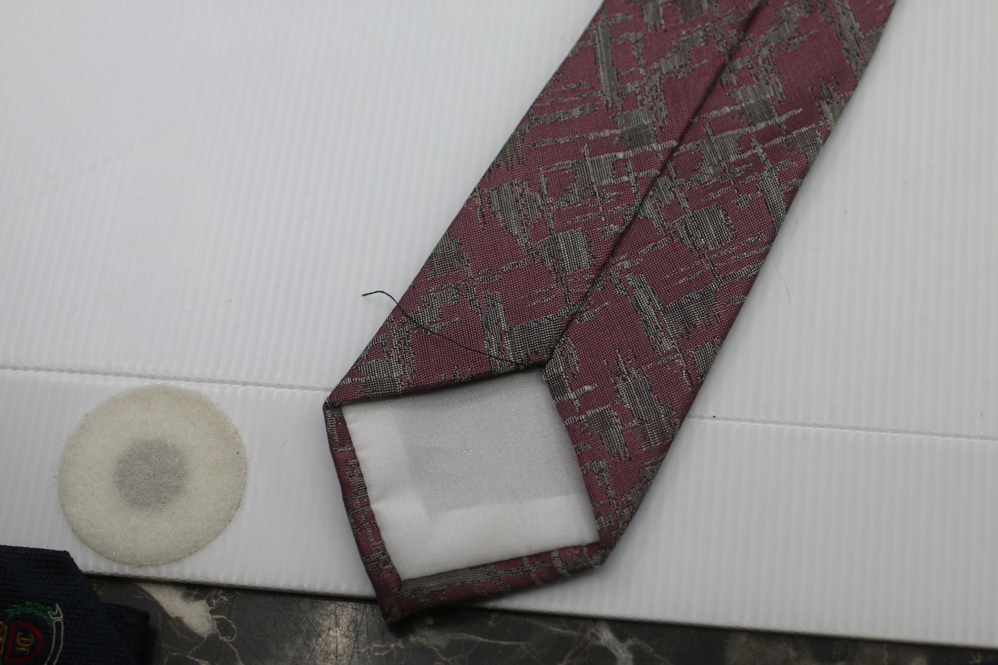 Tie Gallini Vintage pink dark prurple and grey motif logo