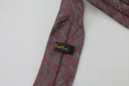 Tie Gallini Vintage pink dark prurple and grey motif logo