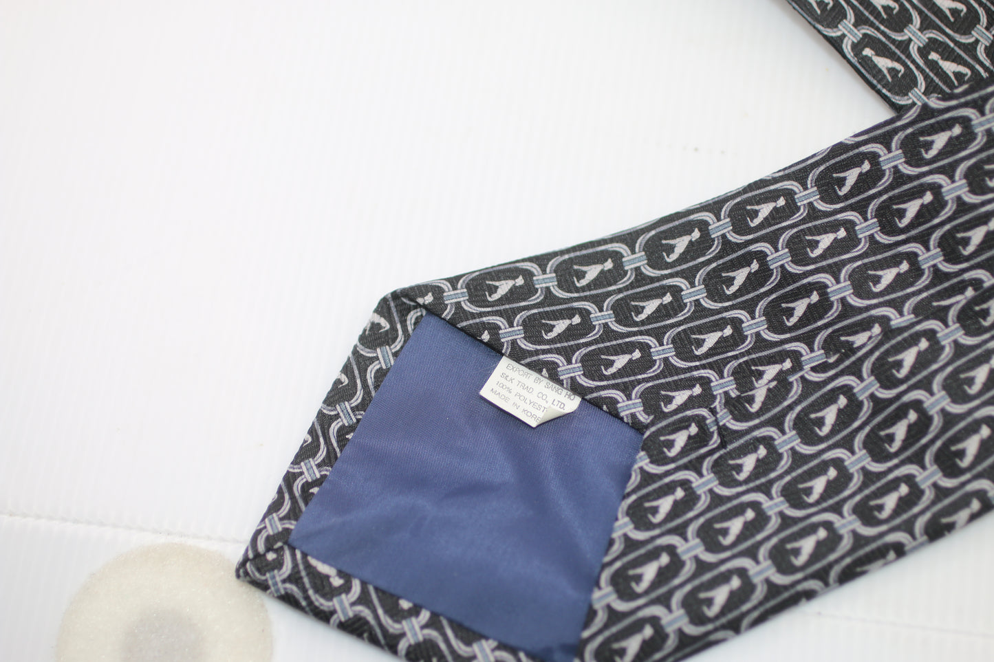 tie 100% Polyester made in Korea museo hand made Dog logo motif