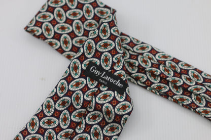 Guy Laroche Paris Red and Oval logo motif tie