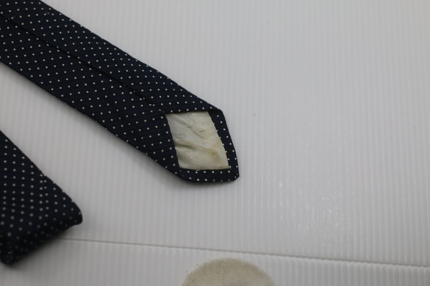 Made in Canada Oscar de la REnta Vintage Dark blue tie w/ White dot