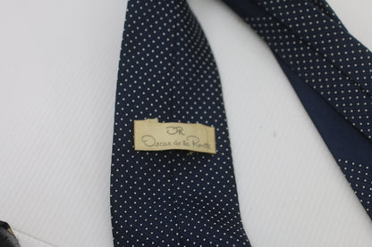 Made in Canada Oscar de la REnta Vintage Dark blue tie w/ White dot