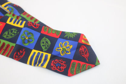 Very nice Color Hugo Boss tie w/ Flowers plant logo design motif colored