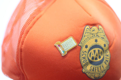 Vintage AAA School Safety Patrol Orange Mesh Cap with Pin