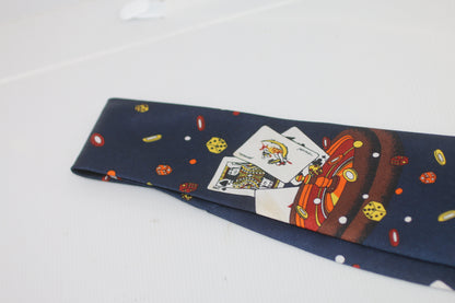 silk 100% polyester made in Korea Casino Gambling playing cards tie