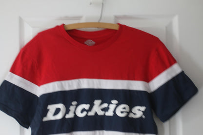 Dickies Red and Navy Logo T-Shirt SIZE: Medium