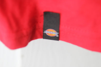Dickies Red and Navy Logo T-Shirt SIZE: Medium
