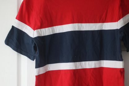 Dickies Red and Navy Logo T-Shirt SIZE: Medium