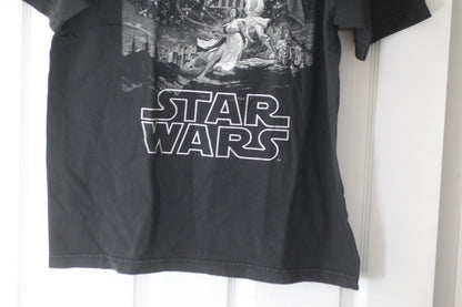 tar Wars Graphic T-Shirt Black Darth Vader Faded Print Large