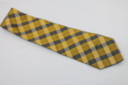 Made in U.S.A. 100% Silk Yellow & blue Distinction executive wear tie