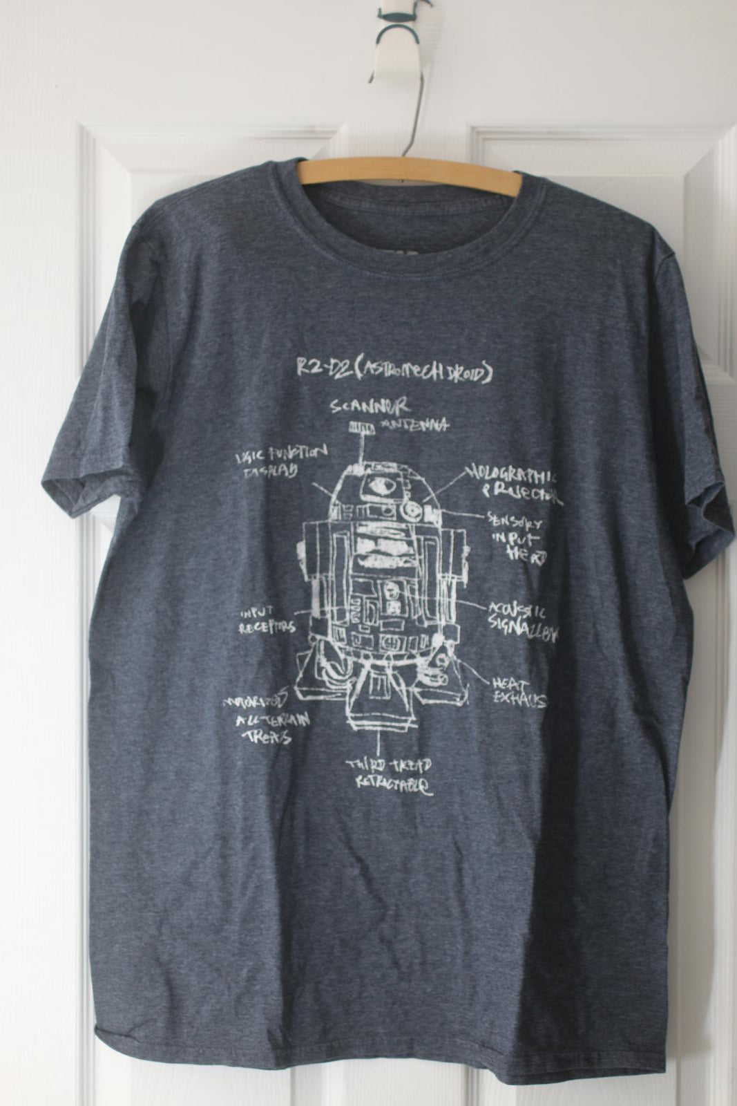 Grey/Blue R2-D2 Star Wars Graphic T-Shirt Size: Large