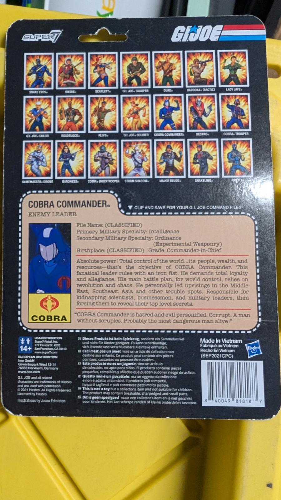 Super7 G.I. Joe Reaction Figures Cobra Commander 3.5 " Action Figure Enemy Leadr