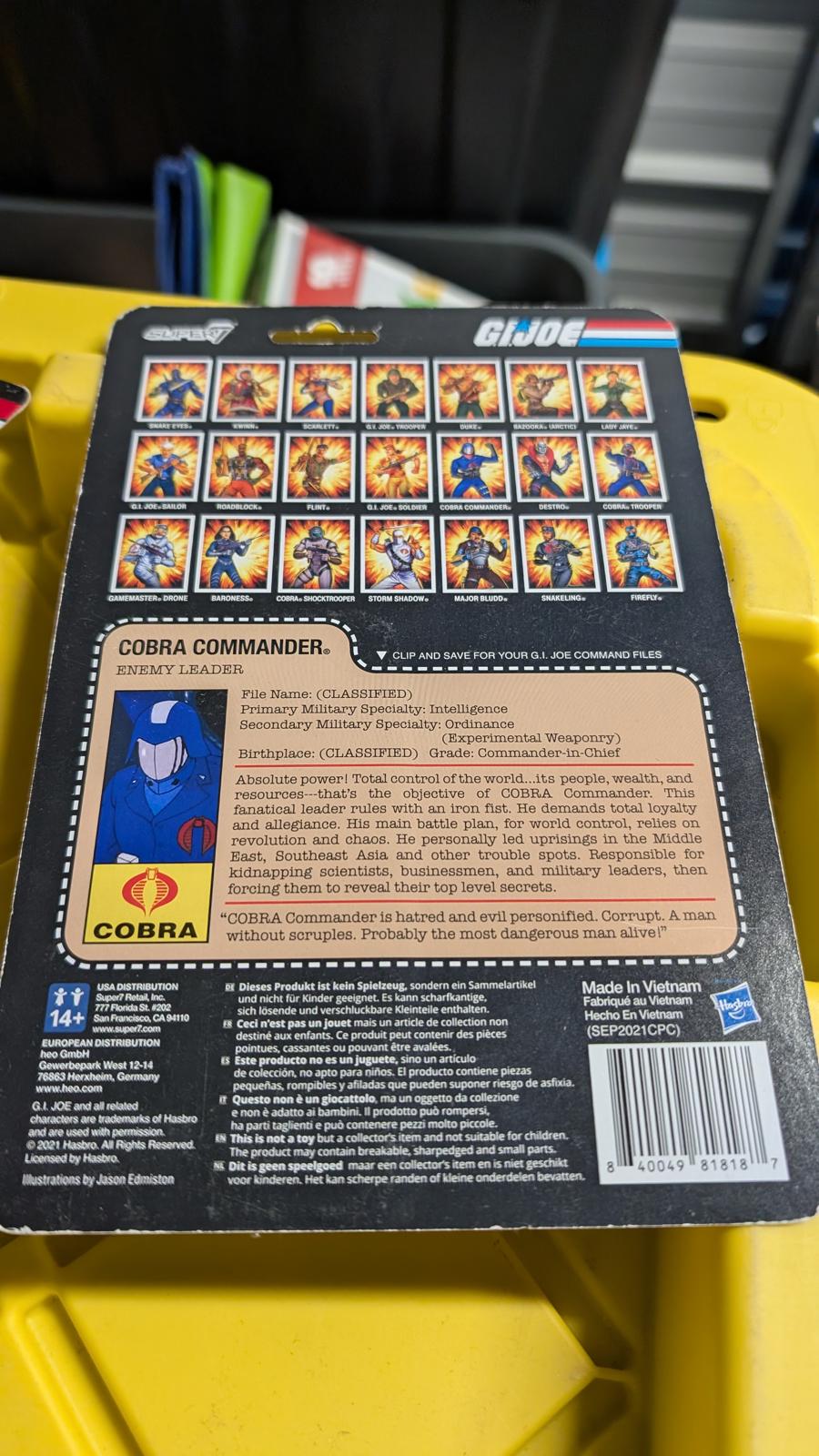 Super7 G.I. Joe Reaction Figures Cobra Commander 3.5 " Action Figure Enemy Leadr