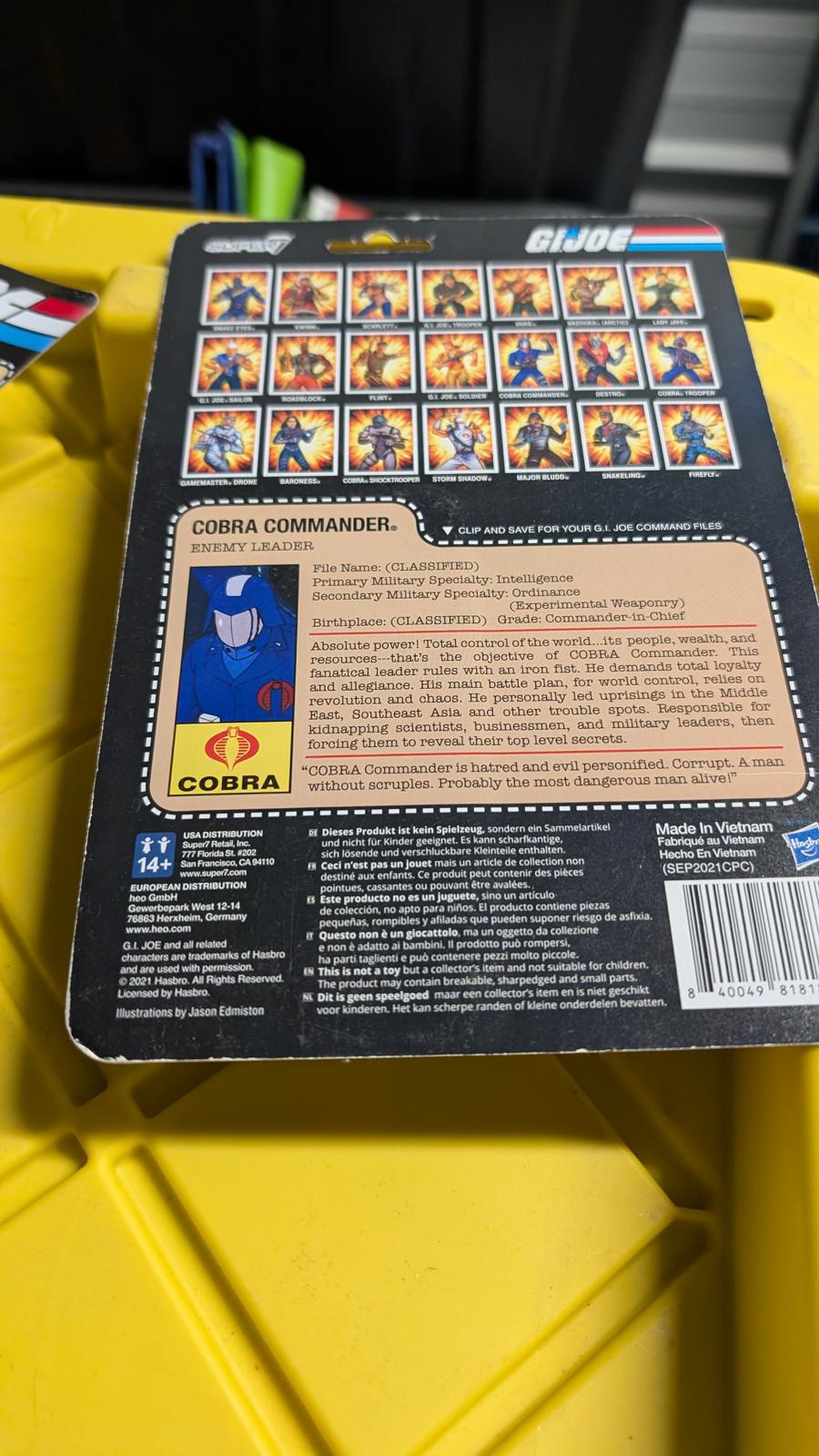 Super7 G.I. Joe Reaction Figures Cobra Commander 3.5 " Action Figure Enemy Leadr