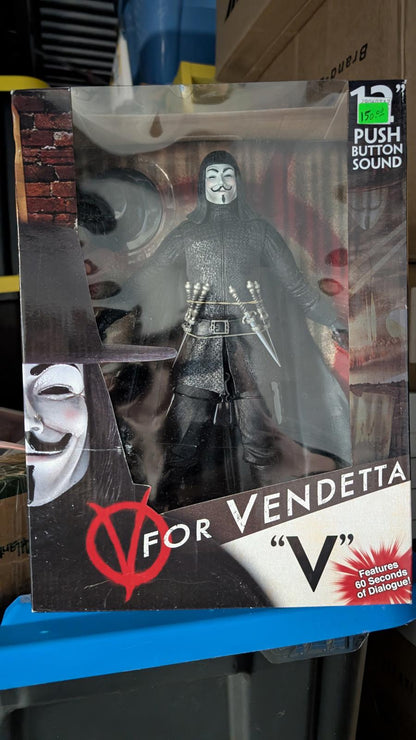 V for Vendetta 'V' 12" Action Figure with Sound Button Neca DC COMICS 2007
