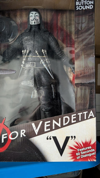 V for Vendetta 'V' 12" Action Figure with Sound Button Neca DC COMICS 2007
