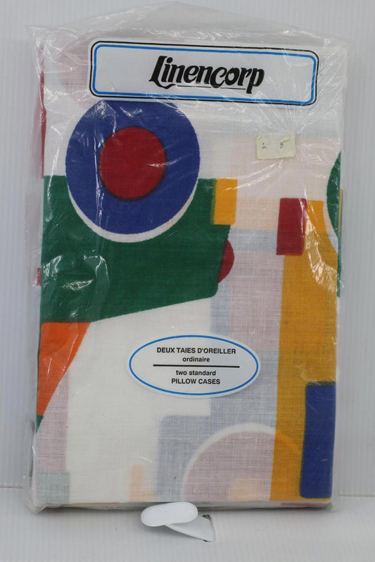 Vintage Linencorp Abstract Graphic Pillowcases Set of 2 – New Old Stock #3